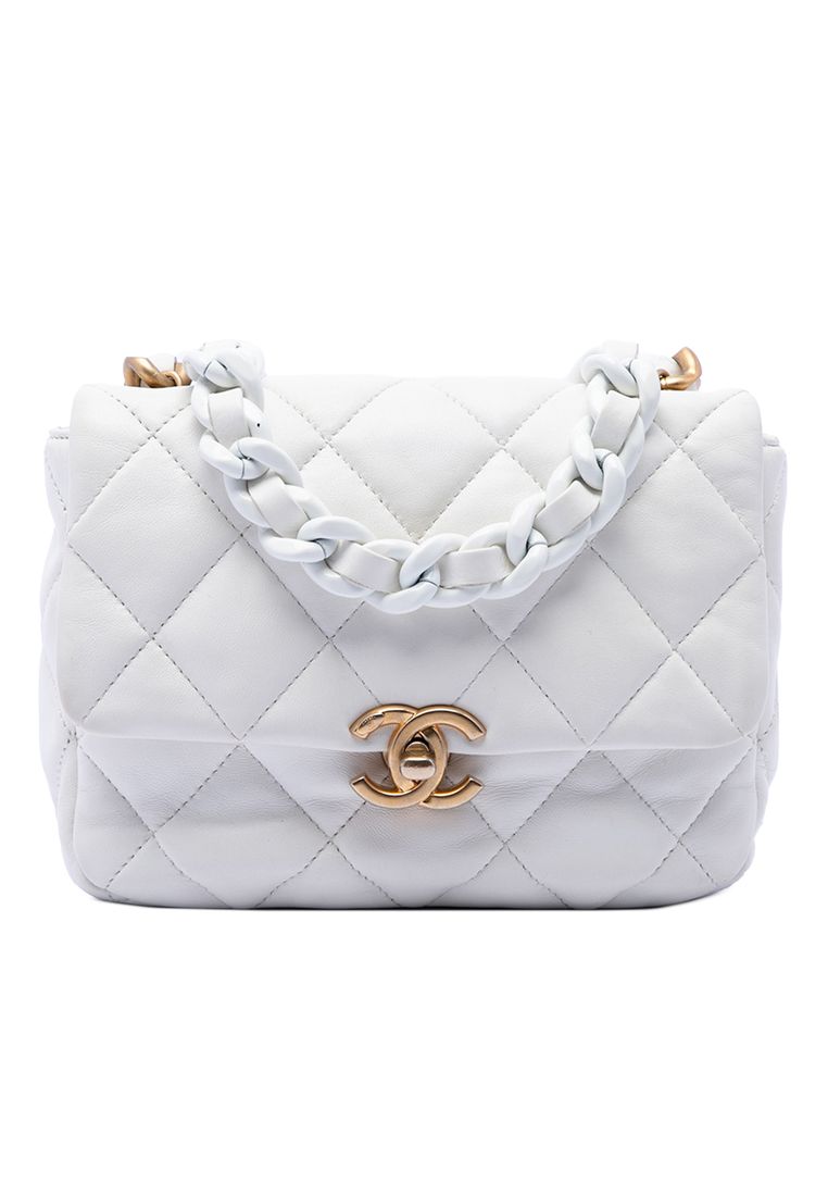 Pre-Loved Chanel Mini Quilted Lambskin Lacquered Chain Flap