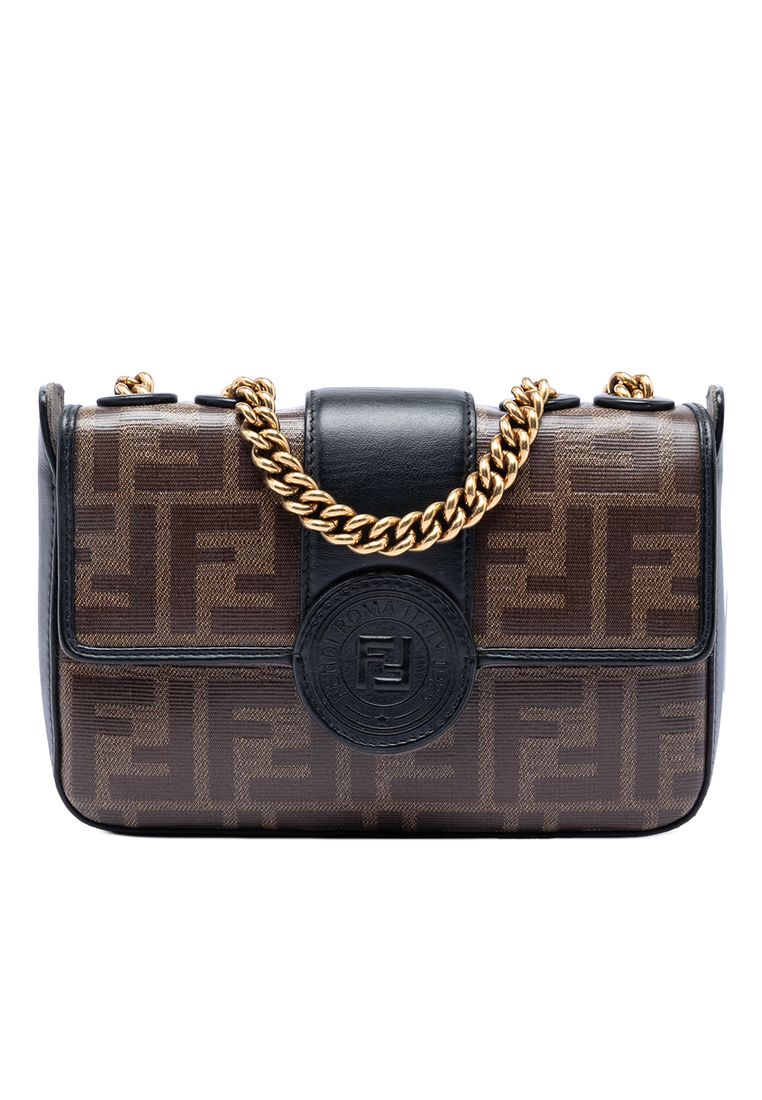 Pre-Loved Fendi Mini Ff 1974 Glazed Fabric Stamp Patch Crossbody
