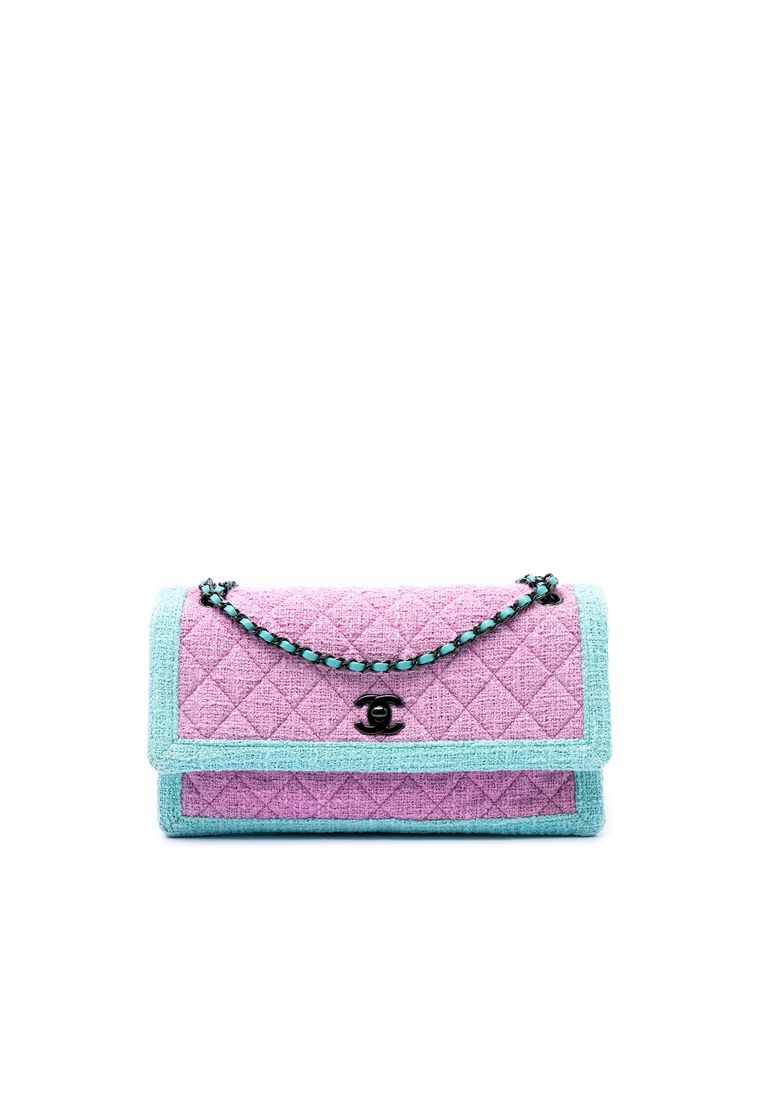 Pre-Loved Chanel Cc Quilted Bicolor Tweed Flap
