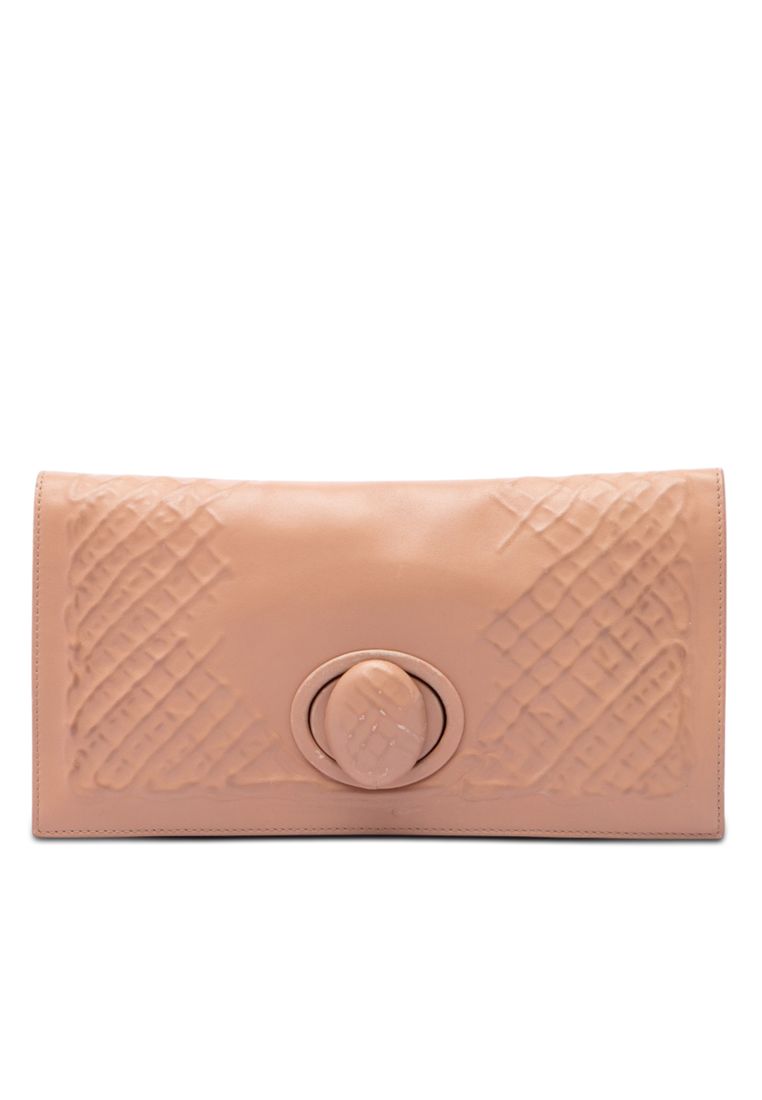 Pre-Loved Bottega Veneta Nappa Embossed Intrecciato Turn Lock Clutch