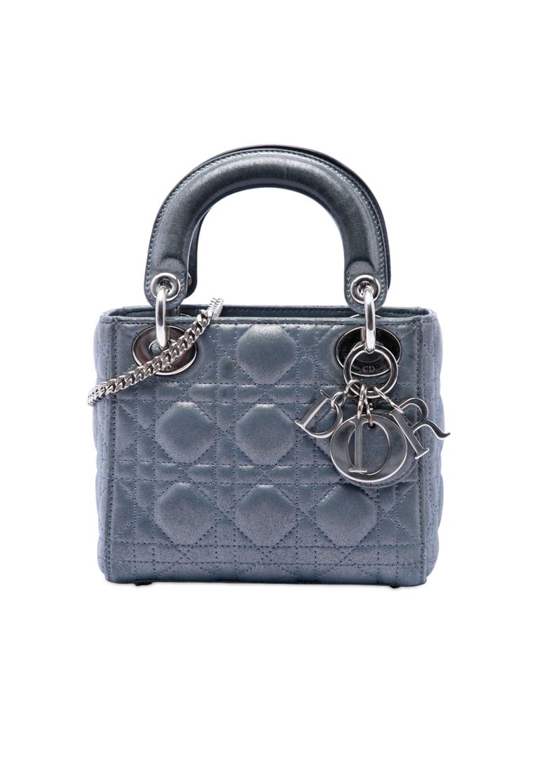 Pre-Loved Dior Mini Iridescent Lambskin Cannage Lady Dior