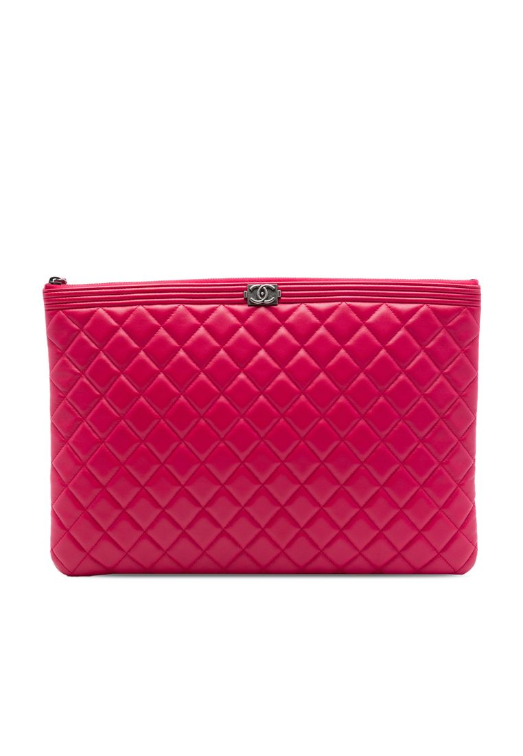 Pre-Loved Chanel Large Quilted Calfskin Chain Boy O Case Clutch