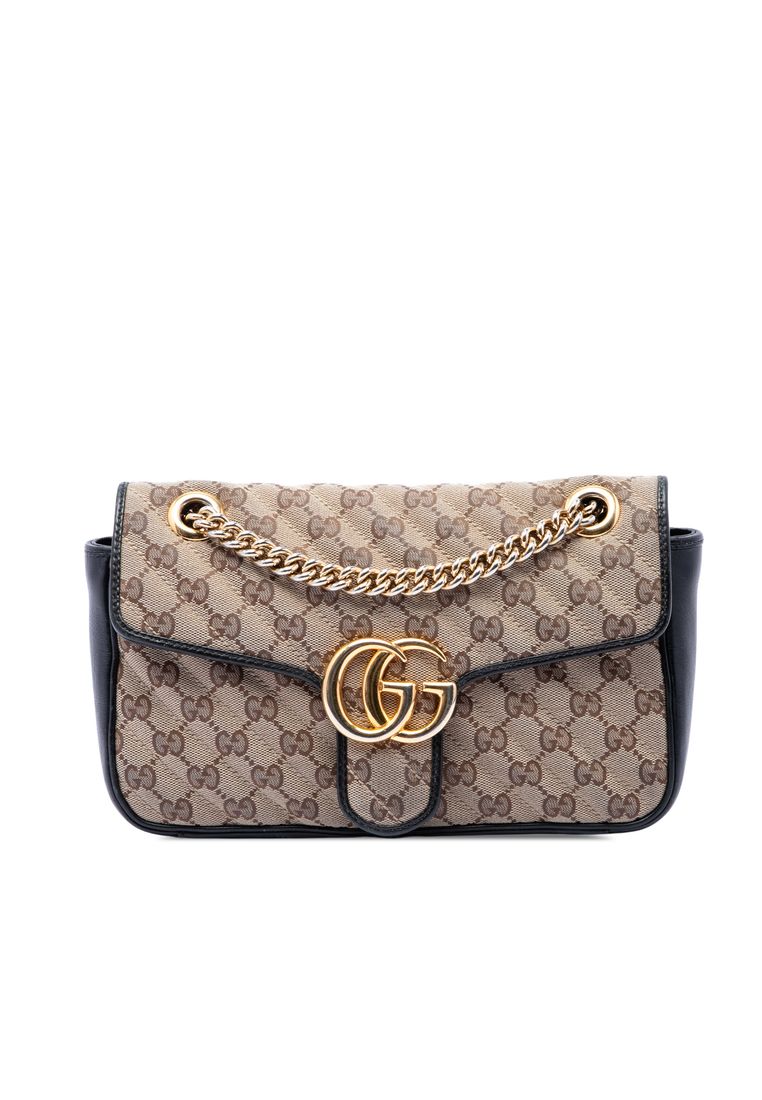 Pre-Loved Gucci Medium Gg Marmont Matelasse Diagonal Gg Canvas Shoulder Bag