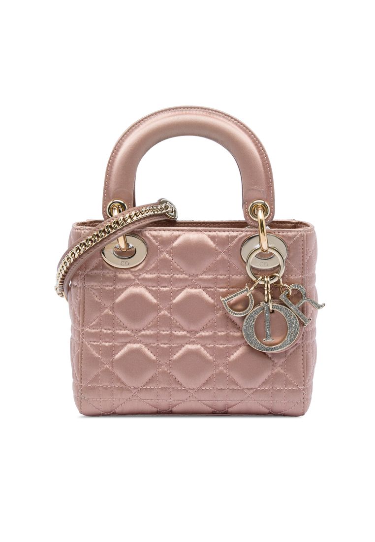 Pre-Loved Dior Mini Satin Cannage Swarovski Crystal Lady Dior
