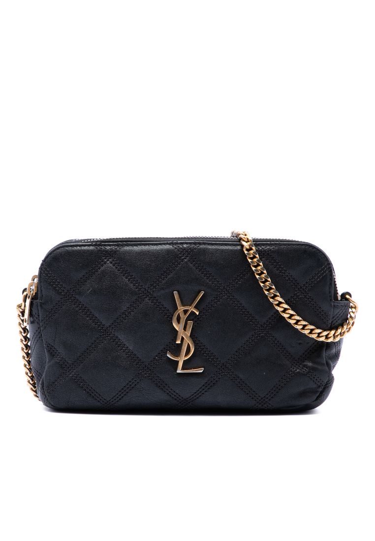 Pre-Loved Saint Laurent Mini Quilted Lambskin Becky Double Zip Crossbody
