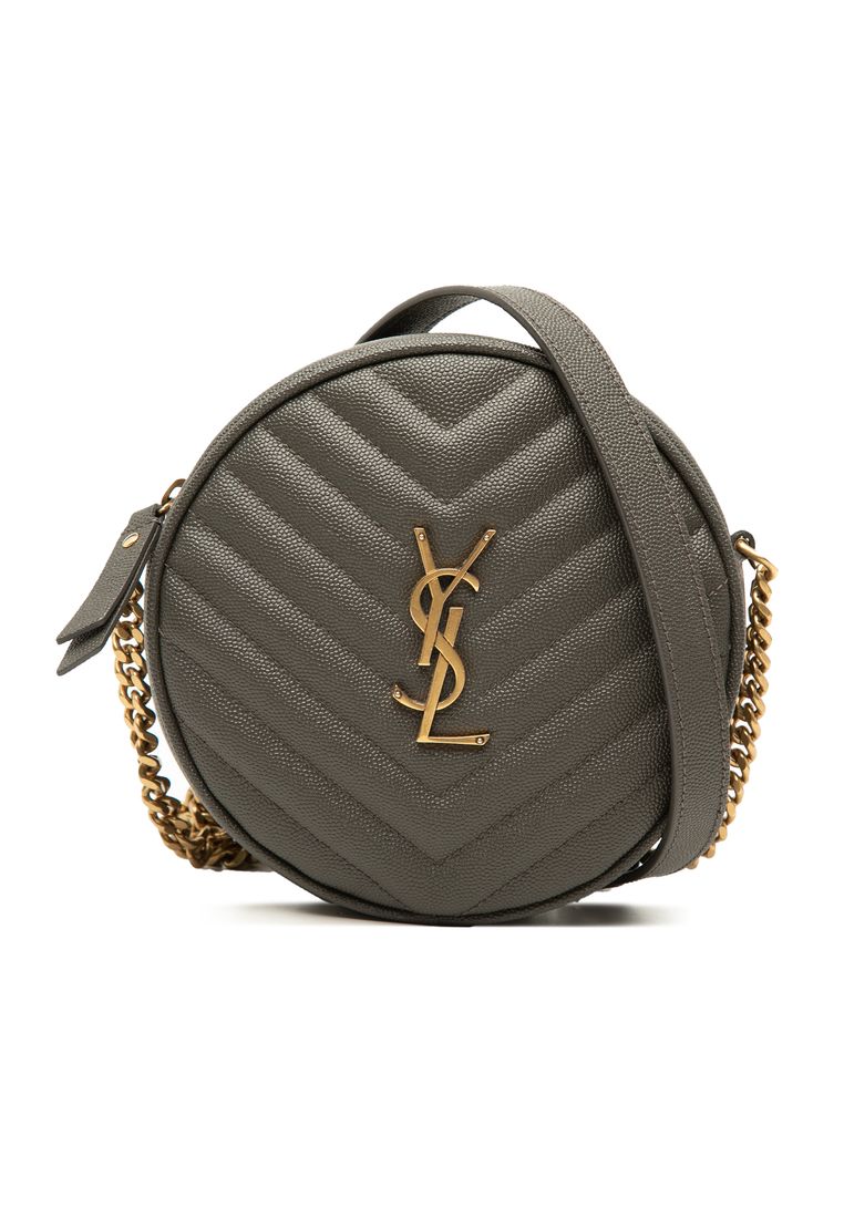 Pre-Loved Saint Laurent Chevron Grain De Poudre Round Vinyle Camera Bag