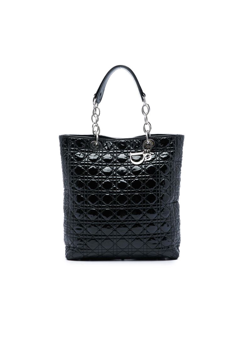 Pre-Loved Dior Patent Cannage Lady Dior Soft Shopping Tote