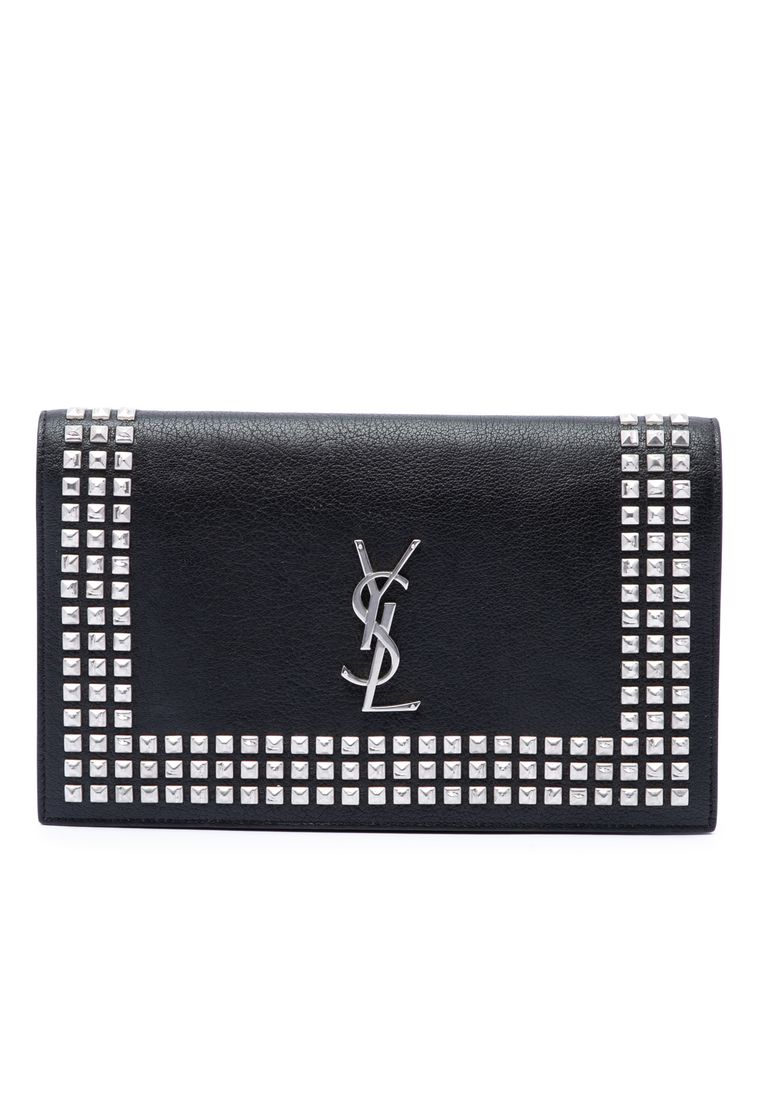 Pre-Loved Saint Laurent Studded Leather Monogram Clutch