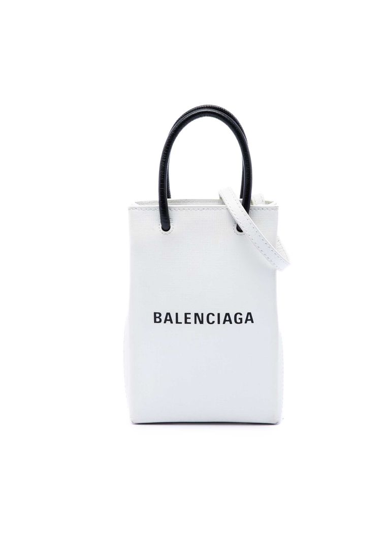 Pre-Loved Balenciaga Mini Calfskin Logo Shopping Phone Holder
