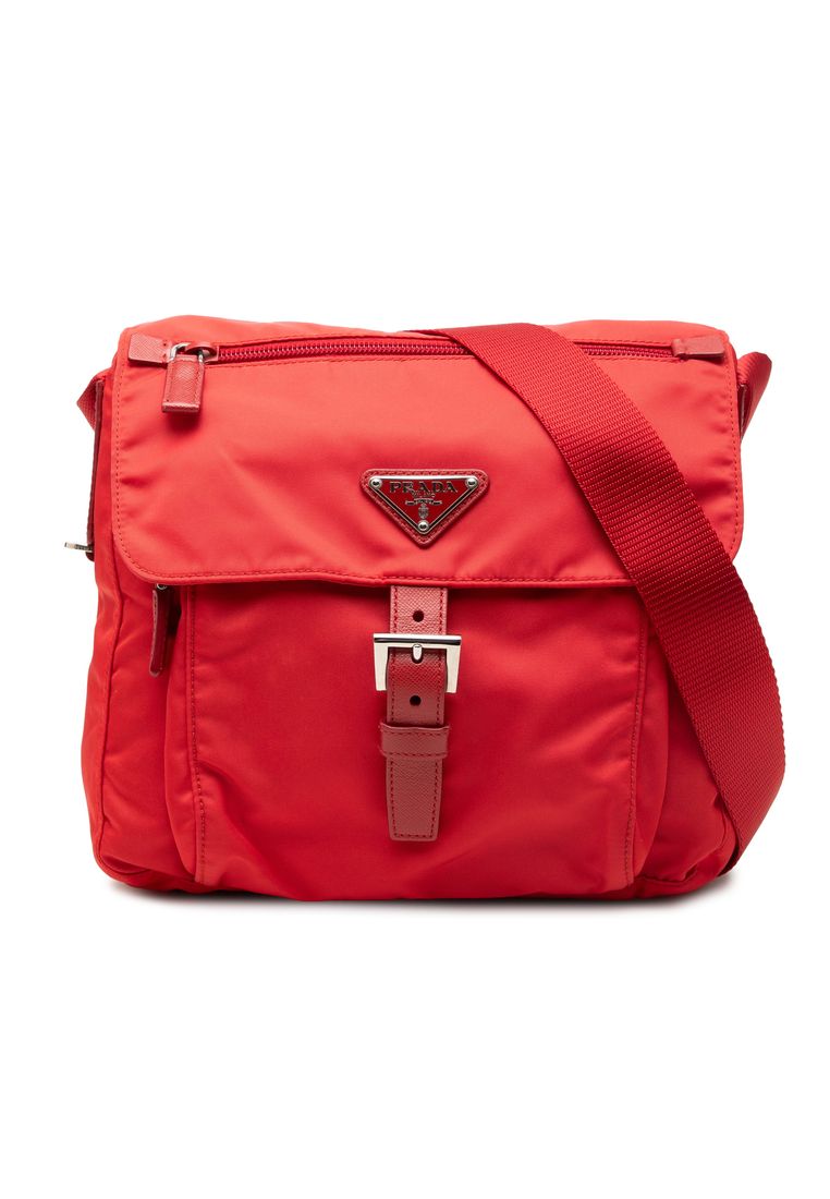 Pre-Loved Prada Saffiano Trimmed Tessuto Zip Buckle Messenger Bag