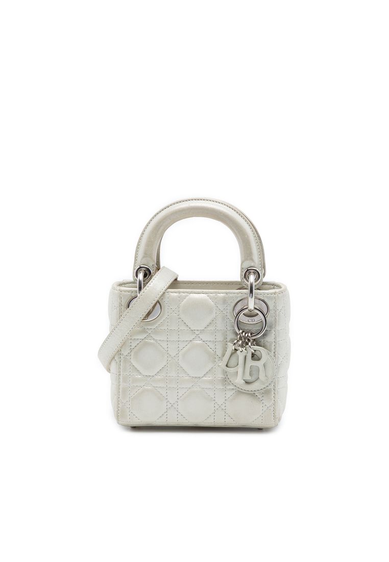 Pre-Loved Dior Micro Iridescent Lambskin Cannage Lady Dior