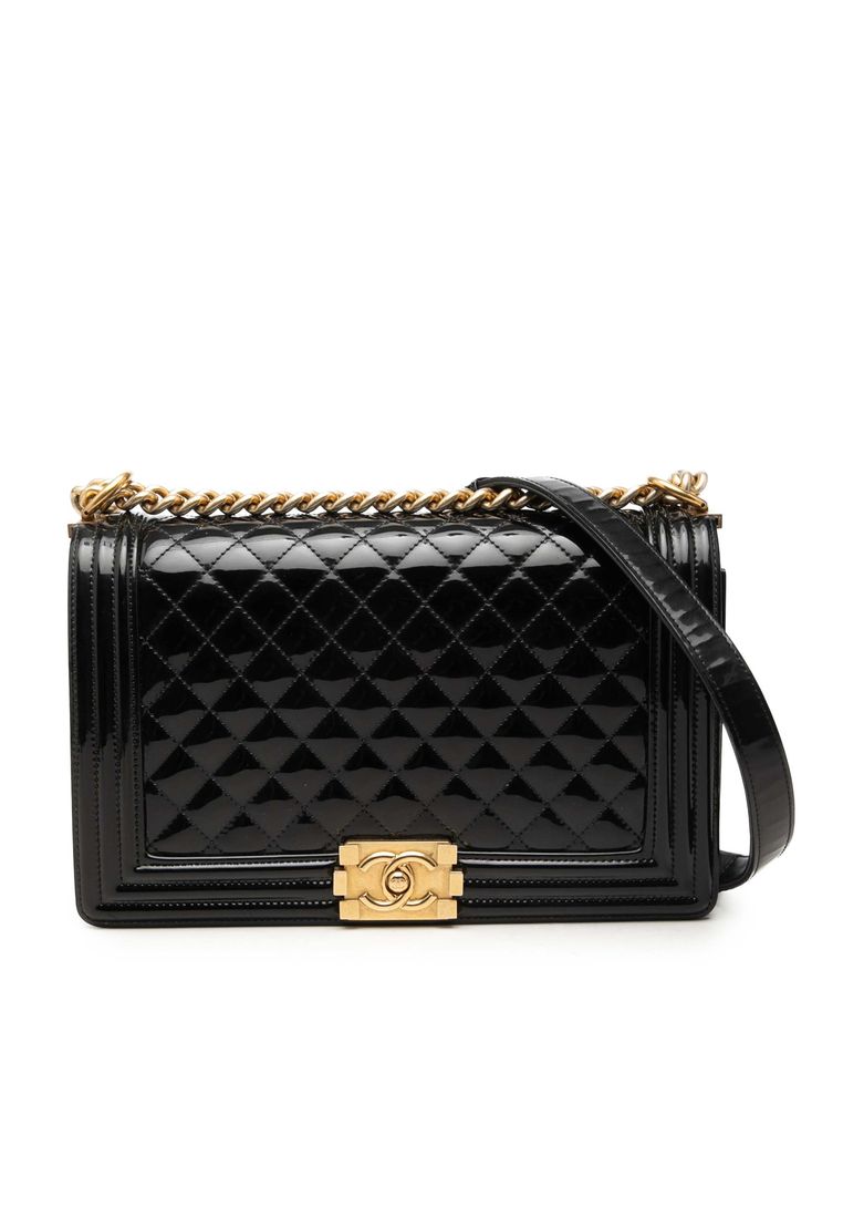 Pre-Loved Chanel Medium Quilted Patent Boy Flap