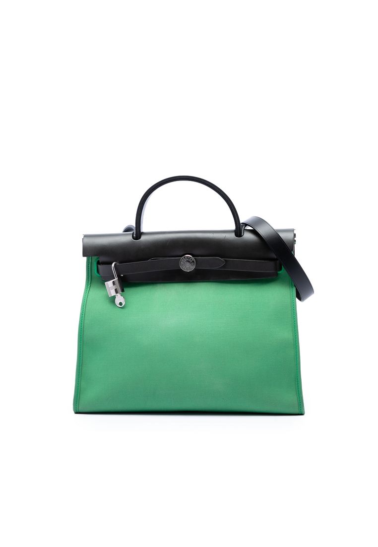 Pre-Loved Hermès Military Toile And Vache Hunter Herbag Zip 31