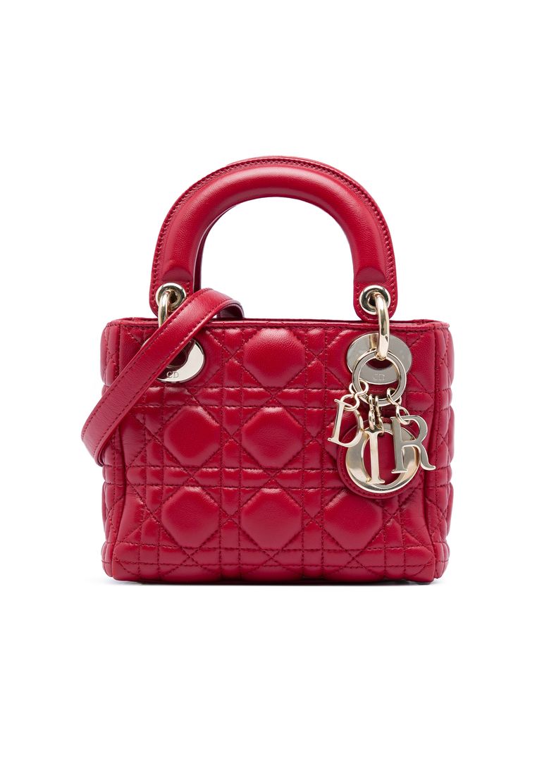 Pre-Loved Dior Mini Lambskin Cannage Lady Dior