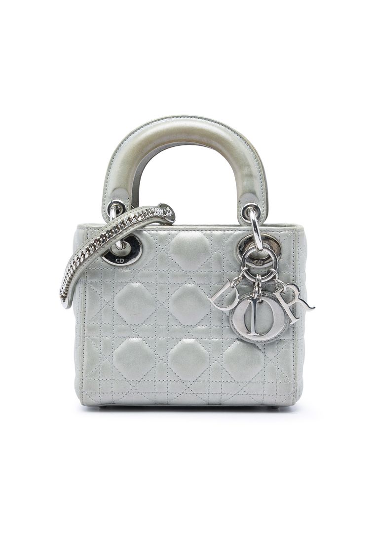 Pre-Loved Dior Mini Iridescent Lambskin Cannage Lady Dior