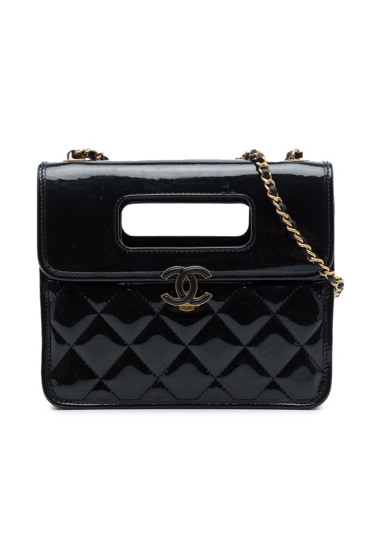 Pre-Loved Chanel Mini Quilted Patent Graphic Catch Flap