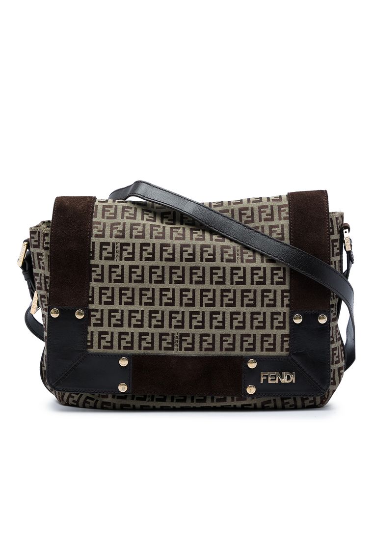 Pre-Loved Fendi Zucchino Canvas Messenger Bag