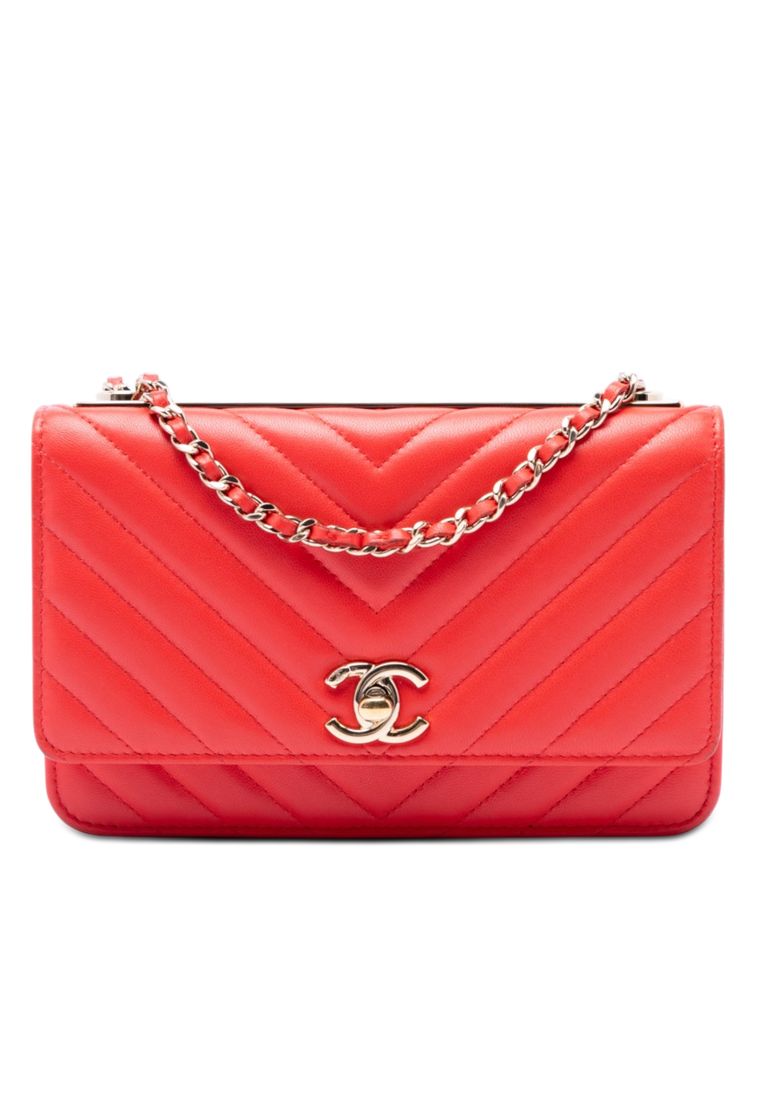 Pre-Loved Chanel Chevron Lambskin Trendy Cc Chain Wallet On Chain