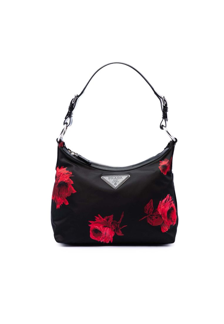 Pre-Loved Prada Tessuto Stampato Rose Shoulder Bag