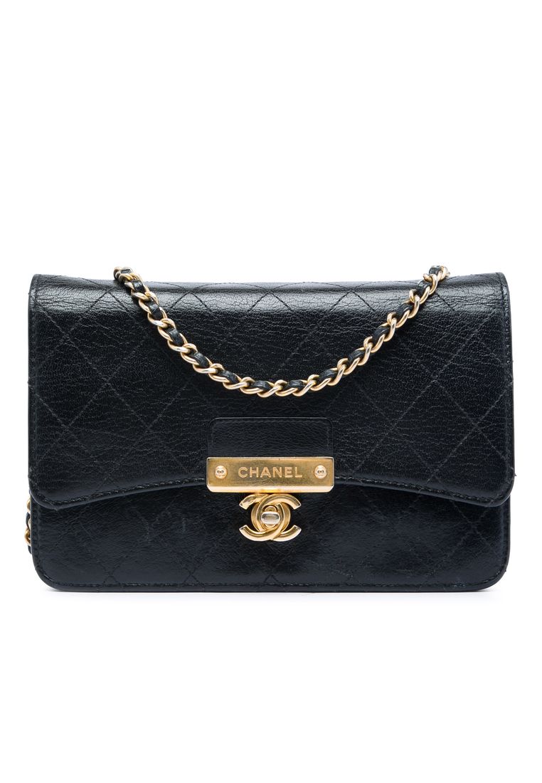 Pre-Loved Chanel Stitched Goatskin Golden Cc Wallet On Chain