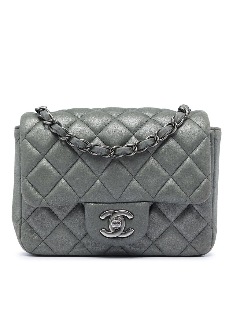 Pre-Loved Chanel Mini Square Classic Metallic Lambskin Single Flap