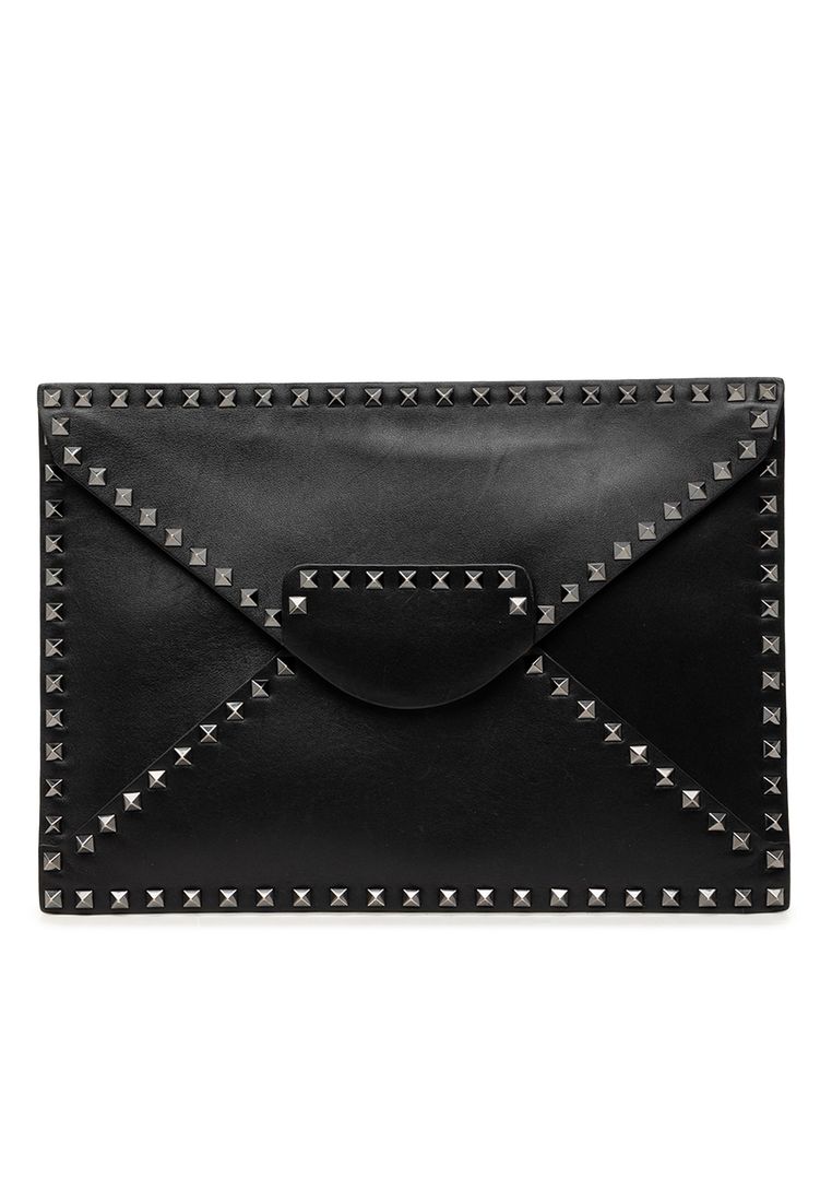 Pre-Loved Valentino Leather Rockstud Untitled Envelope Clutch