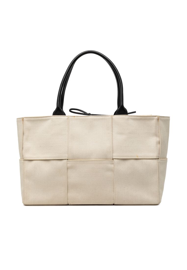 Pre-Loved Bottega Veneta Medium Canvas Maxi Intrecciato Arco Tote