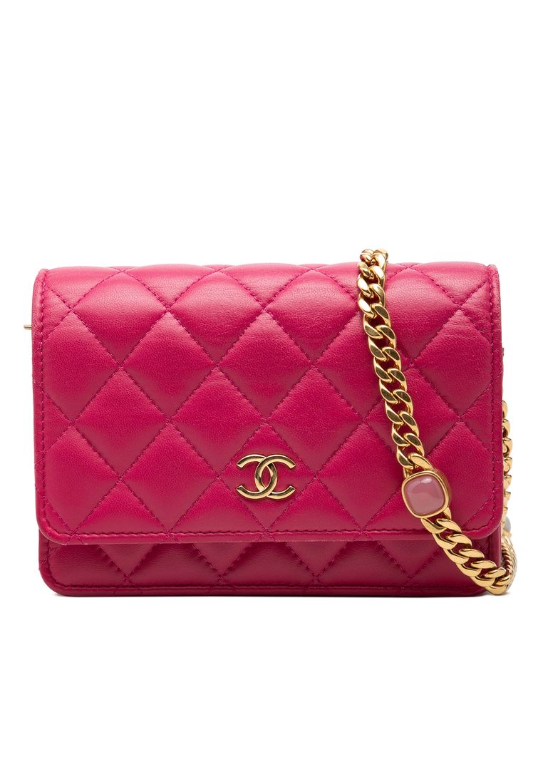 Pre-Loved Chanel Mini Cc Quilted Lambskin Pearl Samba Wallet On Chain