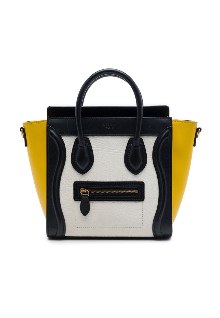 Pre-Loved Celine Nano Tricolor Nubuck And Drummed Calfskin Luggage Tote