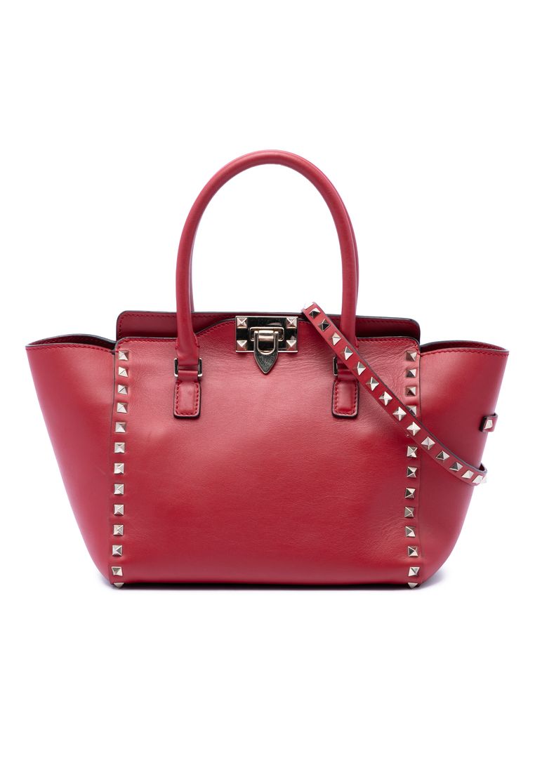 Pre-Loved Valentino Small Leather Rockstud Trapeze Satchel