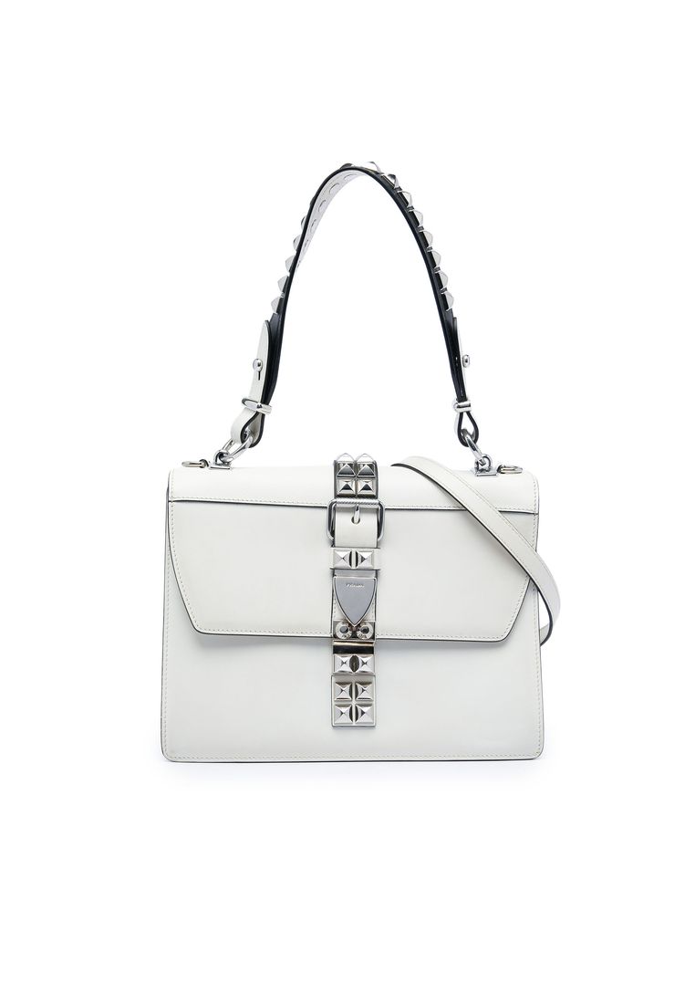 Pre-Loved Prada City Calf And Saffiano Studded Elektra Satchel