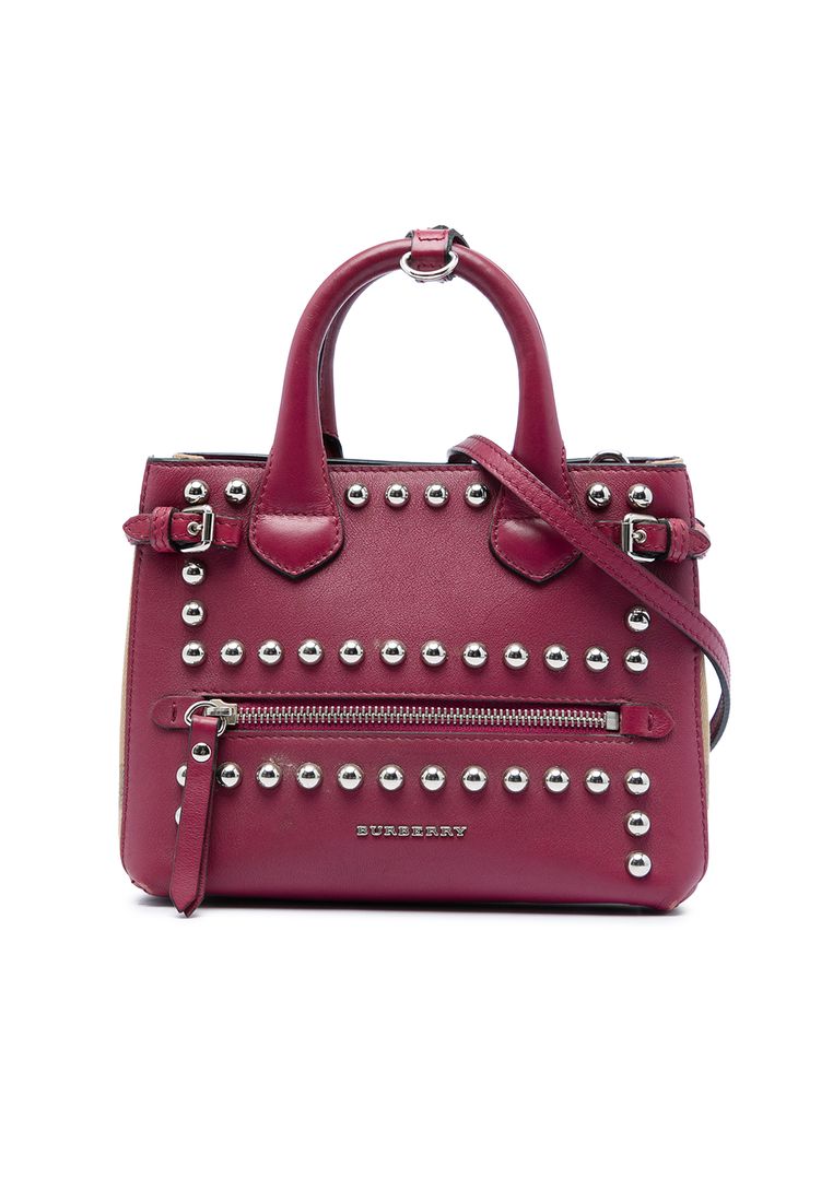 Pre-Loved Burberry Baby Studded Leather And House Check Banner Satchel