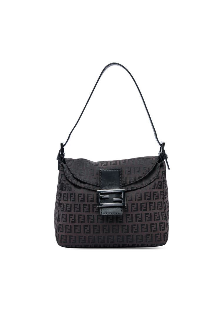 Pre-Loved Fendi Zucchino Canvas Double Flap Mamma