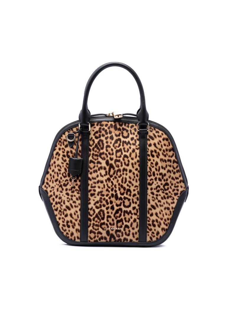 Pre-Loved Burberry Large Pony Hair Leopard Print Orchard Bowling Bag
