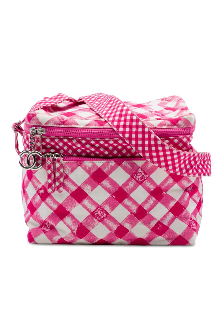 Pre-Loved Chanel Cc Canvas Gingham Lunch Box Shoulder Bag