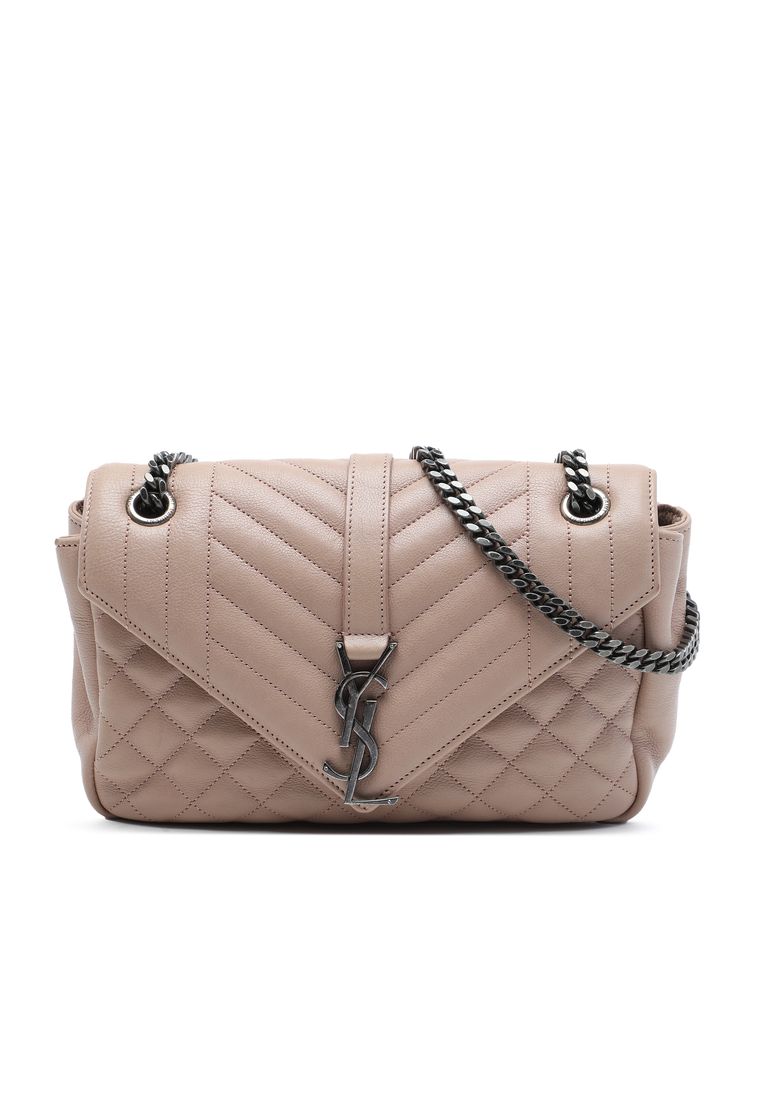 Pre-Loved Saint Laurent Medium Sheepskin Triquilt Monogram College Bag