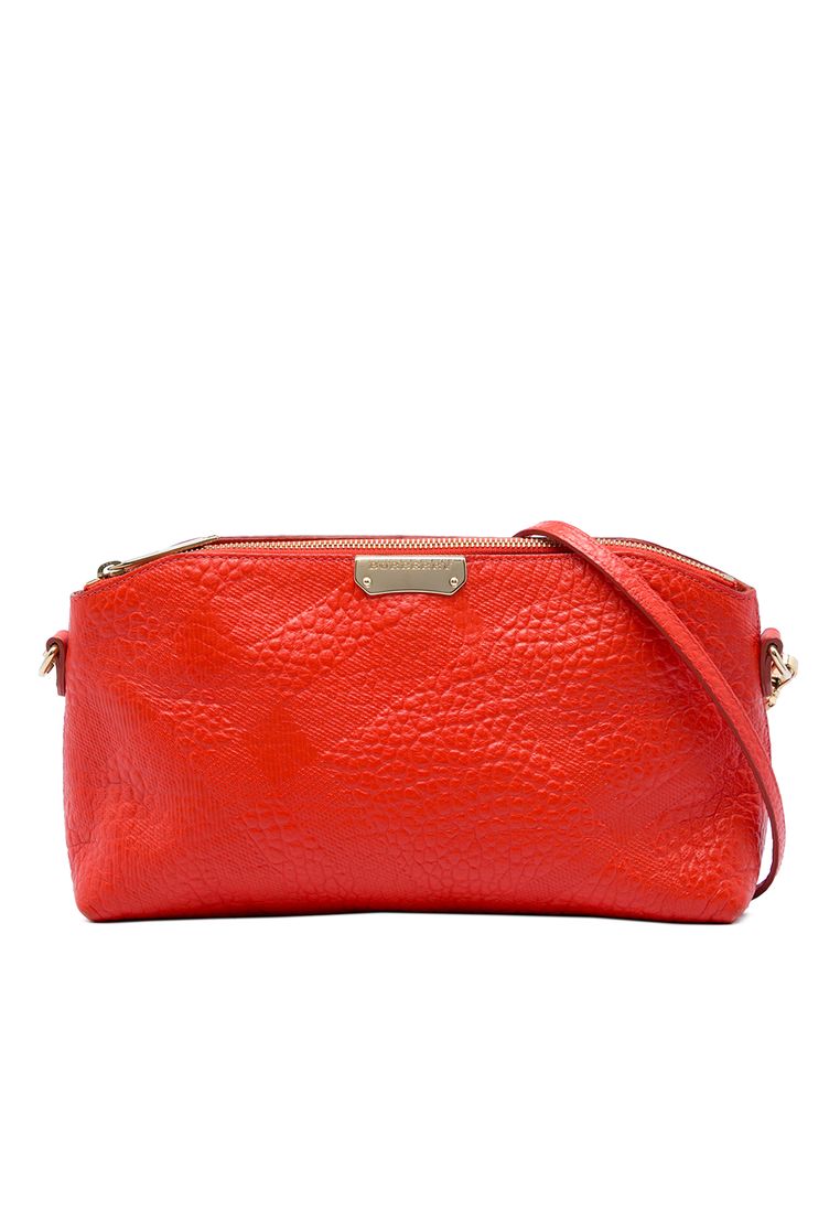 Pre-Loved Burberry Small Grain Check Embossed Leather Chichester Crossbody
