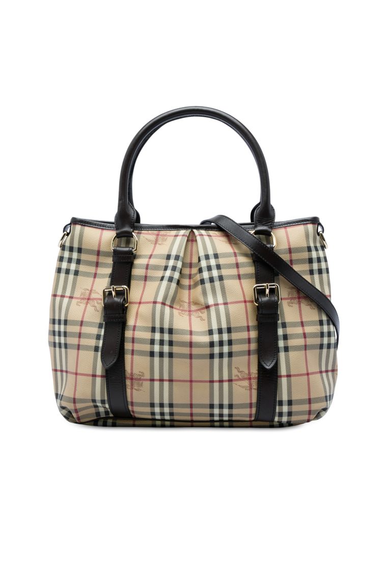 Pre-Loved Burberry Large Haymarket Check Coated Canvas Northfield Satchel