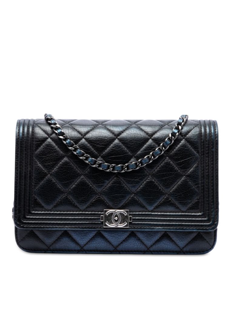 Pre-Loved Chanel Quilted Aged Calfskin Boy Wallet On Chain