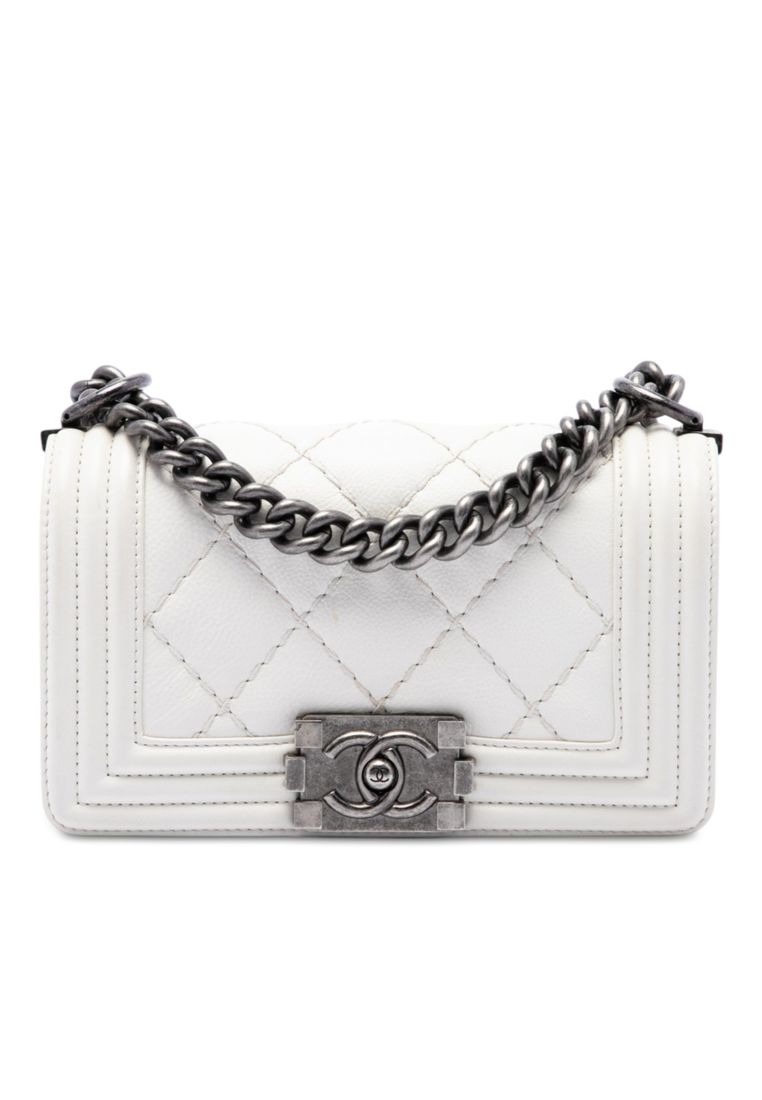 Pre-Loved Chanel Small Calfskin Double Stitch Boy Flap