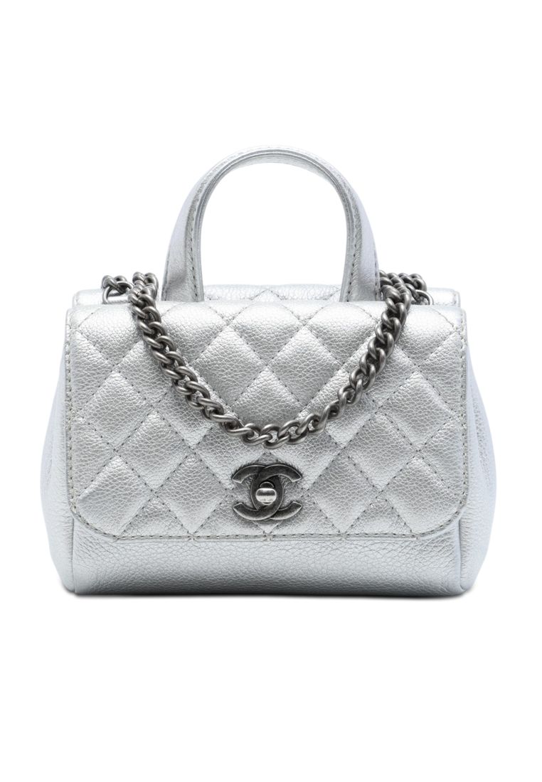 Pre-Loved Chanel Metallic Grained Calfskin Pilot Essentials Double Sided Flap