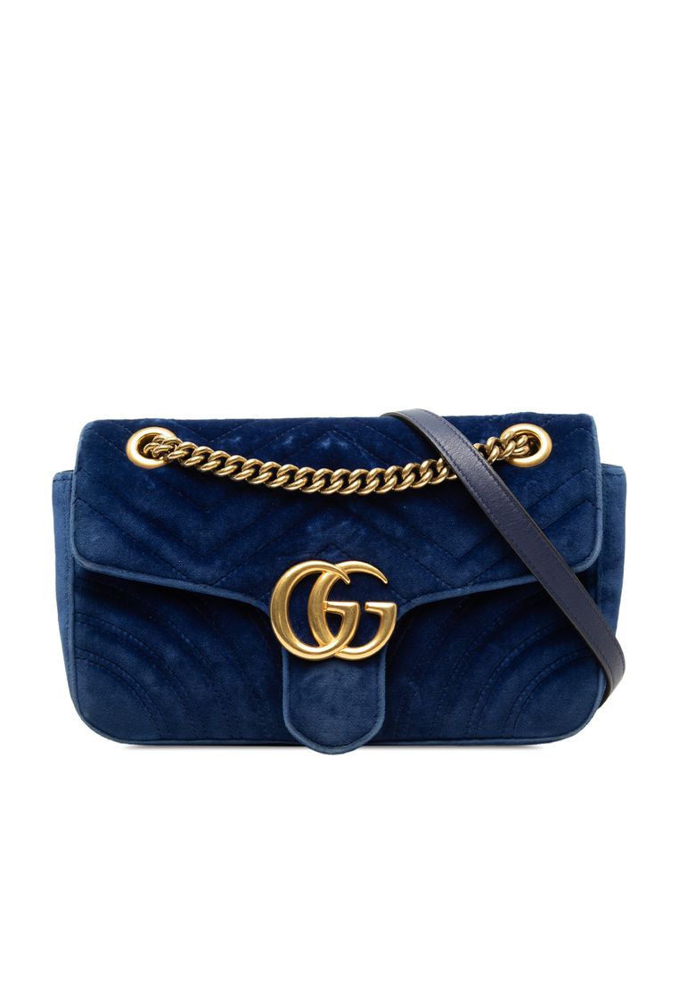 Pre-Loved Gucci Medium Gg Marmont Matelasse Velvet Shoulder Bag