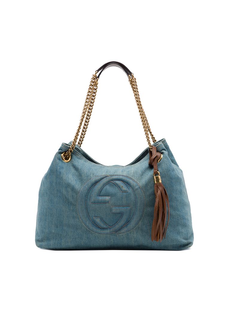 Pre-Loved Gucci Medium Denim Soho Chain Tote