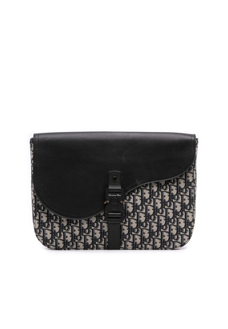 Pre-Loved Dior Oblique Canvas And Leather Saddle A4 Pouch