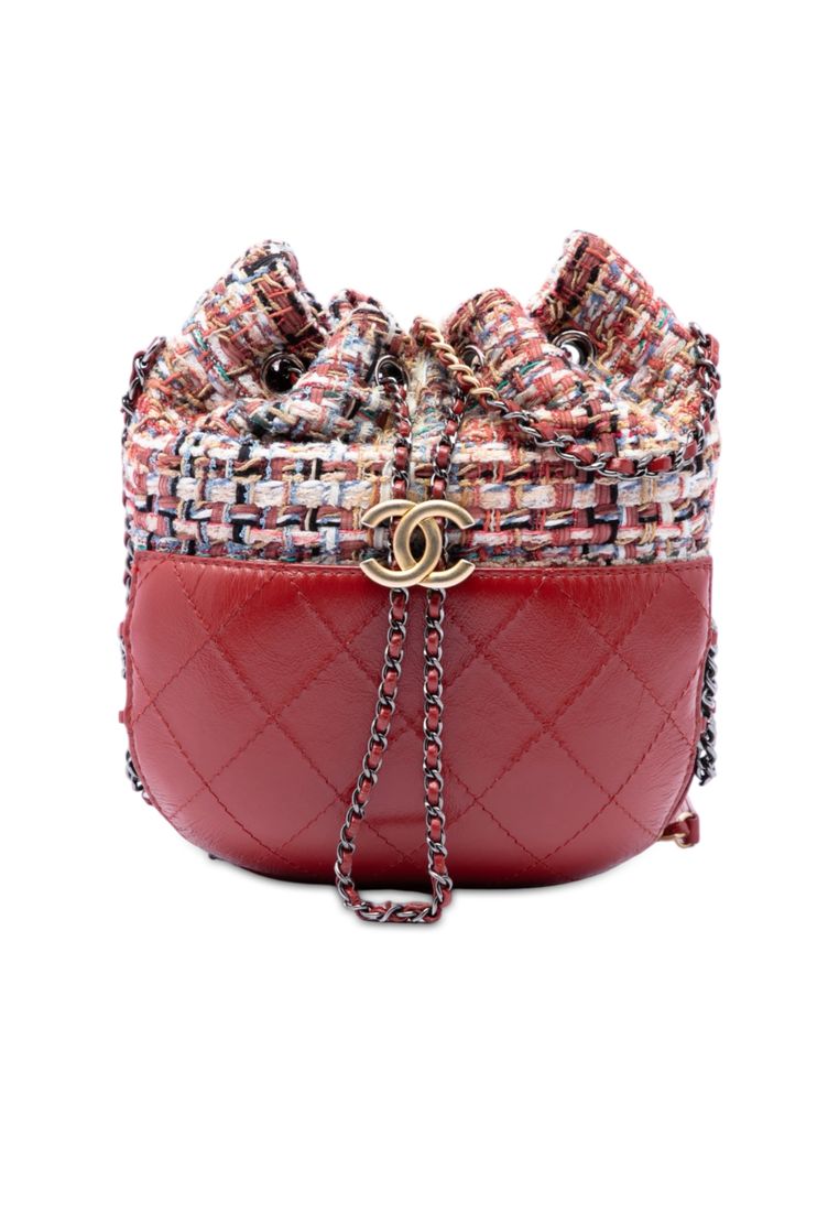Pre-Loved Chanel Small Quilted Calfskin And Tweed Gabrielle Bucket Bag