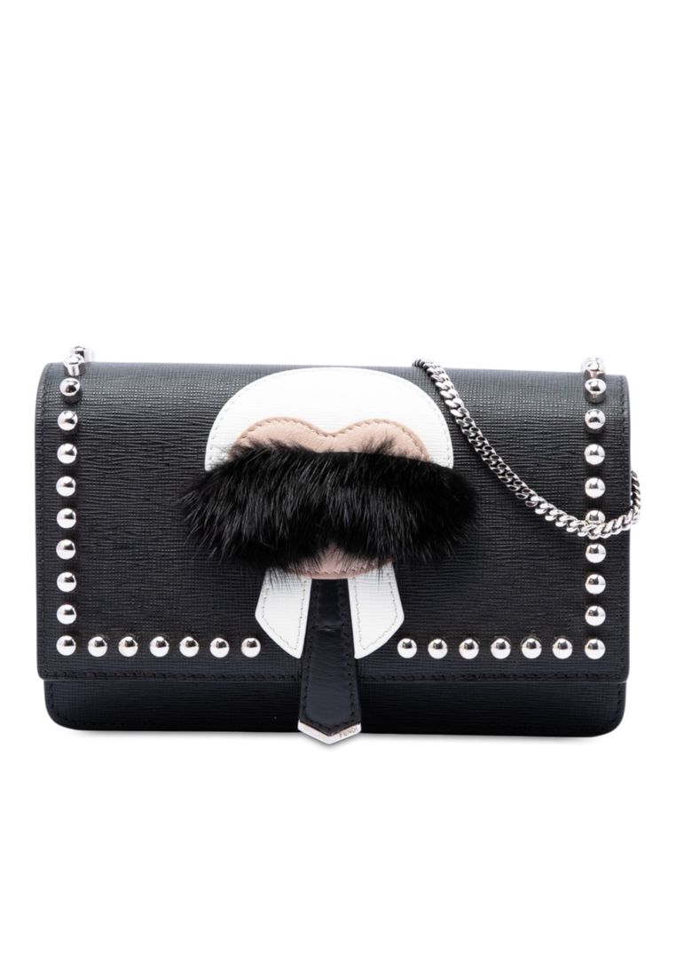 Pre-Loved Fendi Studded Leather Karlito Wallet On Chain