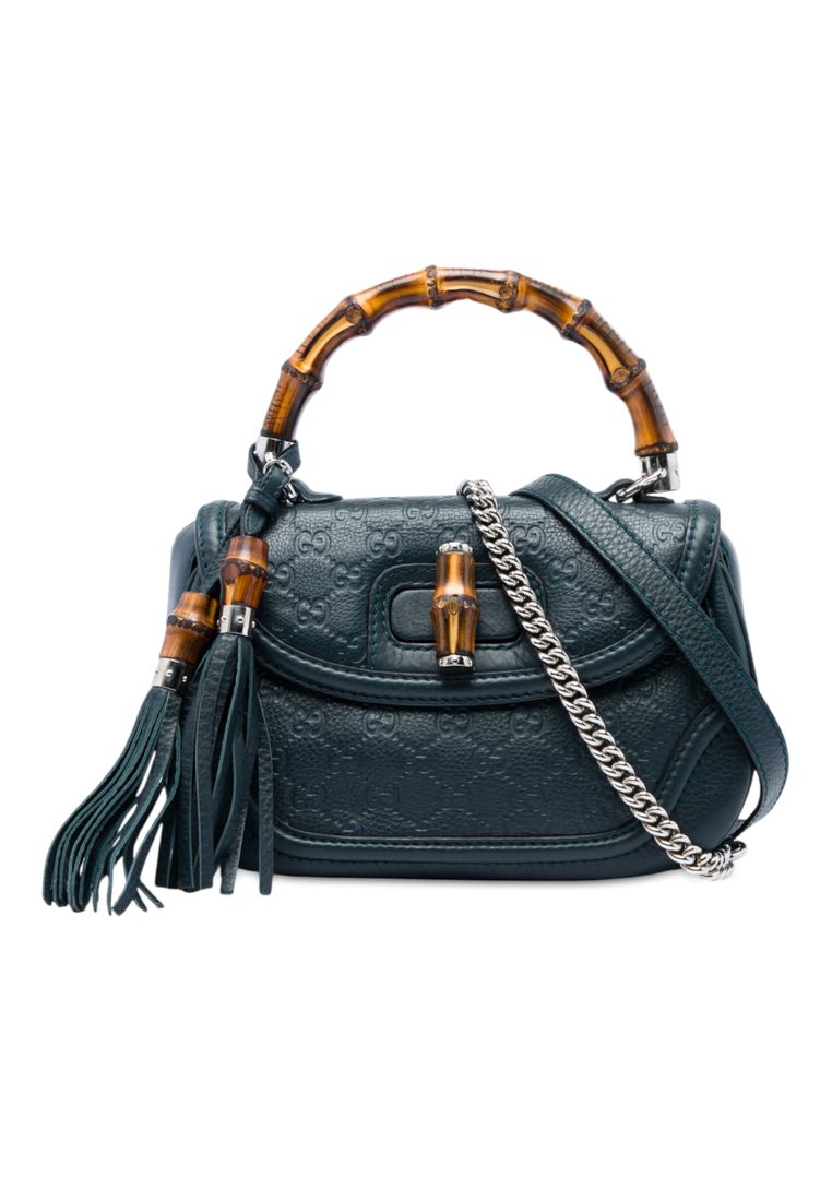 Pre-Loved Gucci Medium Guccissima New Bamboo Top Handle Bag