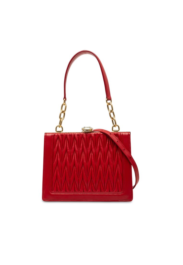 Pre-Loved Miu Miu Matelasse Lambskin Kiss Lock Solitaire Satchel