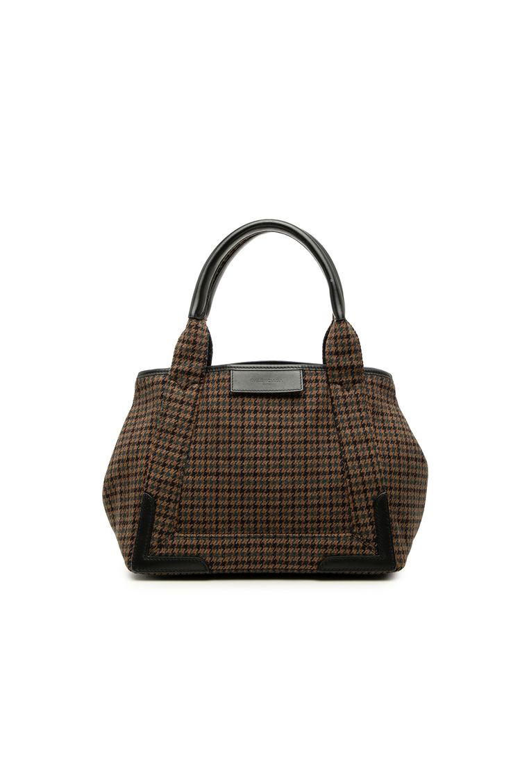 Pre-Loved Balenciaga Wool Houndstooth Navy Cabas Tote S