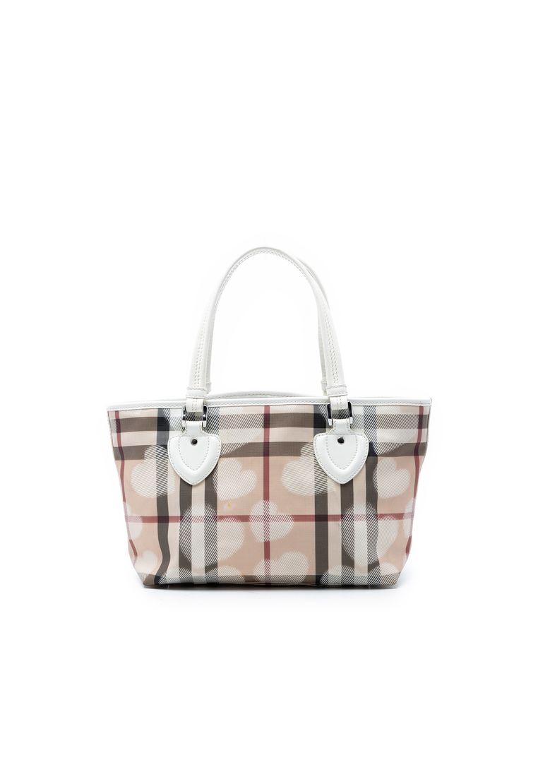 Pre-Loved Burberry House Check Coated Canvas Hearts Tote